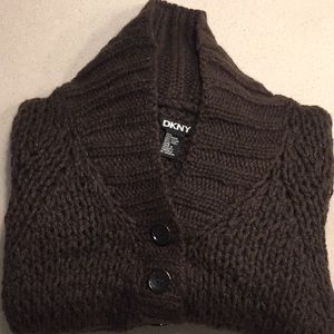 DKNY Brown Wool Cardigan